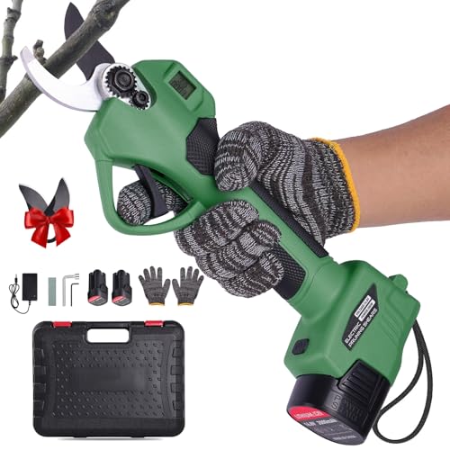 Tijeras de podar bateria - Tijeras de Podar Eléctricas Compactas y Ligeras con 2 Baterías 2000mAh con Cuchillas SK7 de Alta, Pantalla LCD, Tijeras de podar bateria para Olivos Viñedos Jardines Árboles