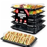 TRAYA Pack of 10 Serving Tray with lid - Reusable Catering Trays with Lids 13'' Long for Meal Prep, Cakes, Treats and Sandwiches (13 * 2.7 * 9.4inch)