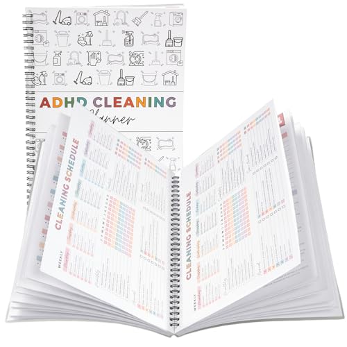 ADHD Cleaning Planner Colorful Frosted Cover - Daily Weekly Cleaning Schedule Notebook for ADHD Adults Kids Tear-Resistant Bleed-Proof