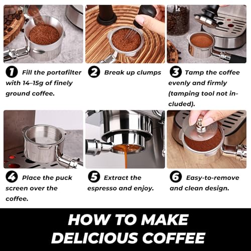 Image of 51mm Bottomless Portafilter Kit, Espresso Accessories Kit includes Puck Screen, WDT Tool, Espresso Dosing Funnel, Double Shot Filter Basket (Black, 51mm Fits Delonghi / 2 Ears)
