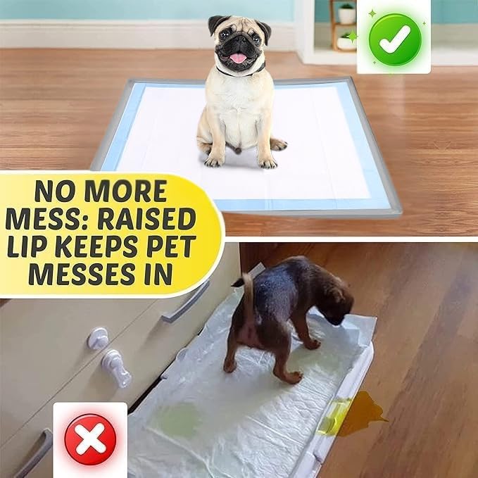 Image of TidyFriend Dog Pee Pad Holder Tray Fits for 36 inch x 36 inch Wee Wee Pee Pads - Stable Grip, Quick-Wipe Silicone Surface Dog Potty Tray Holder for Indoor Flooring Protection (Light Grey)