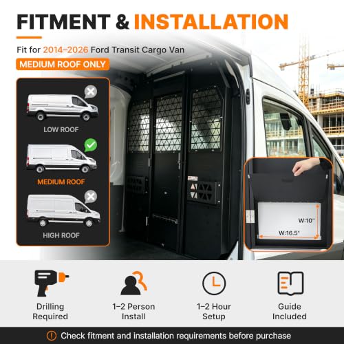 Image of MELIPRON Van Partition Bulkhead Fit for Ford Transit Medium Roof