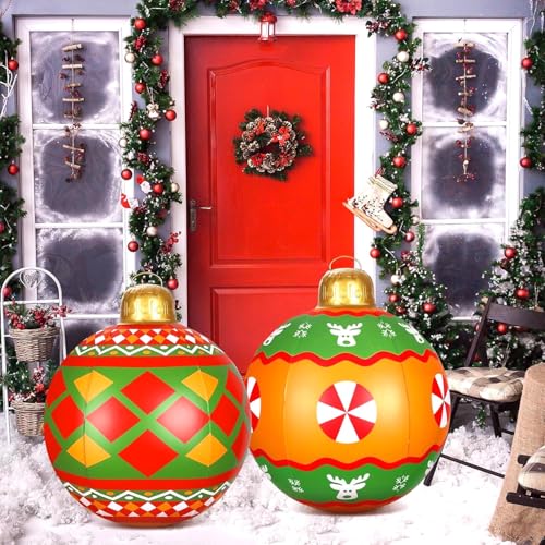 KAHEIGN 2Pcs Aufblasbare Weihnachtskugeln, 60cm Groß Weihnachtskugeln...