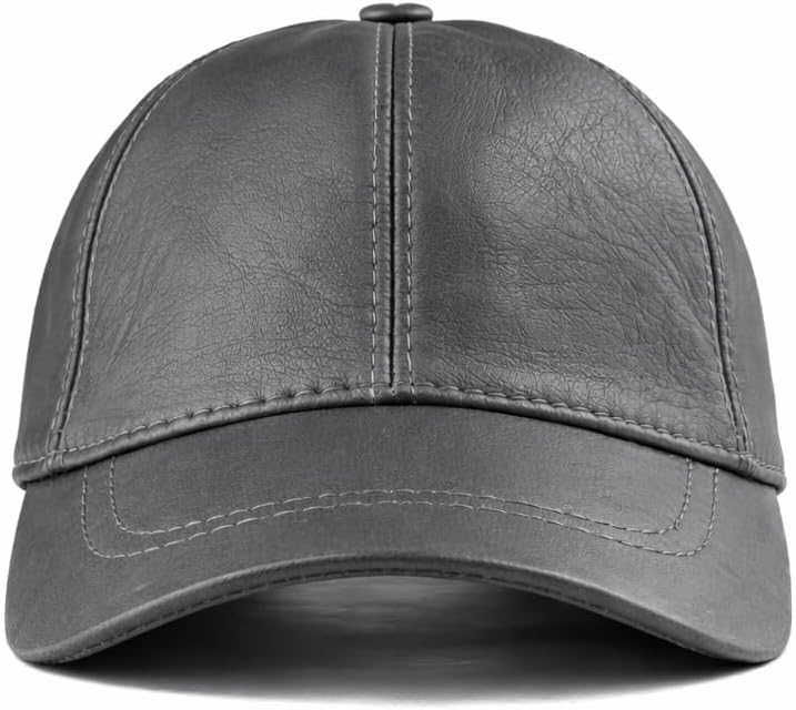 Leather Baseball Cap Genuine Lambskin Leather Hat Sports Visor Adjustable Strap