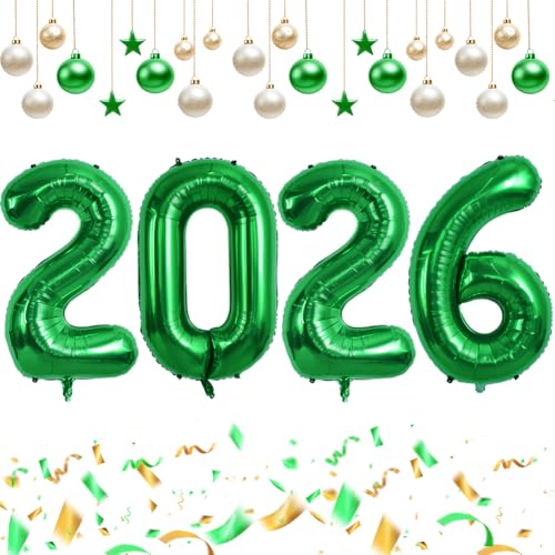 Image of TONIFUL 2026 Graduation Balloons 42Inch Dark Green 2026 Number Balloons Aluminum Foil Mylar Balloons for New Year Eve Graduation Decorations Class of 2026 Anniversary 2026 Grad Party Supplies