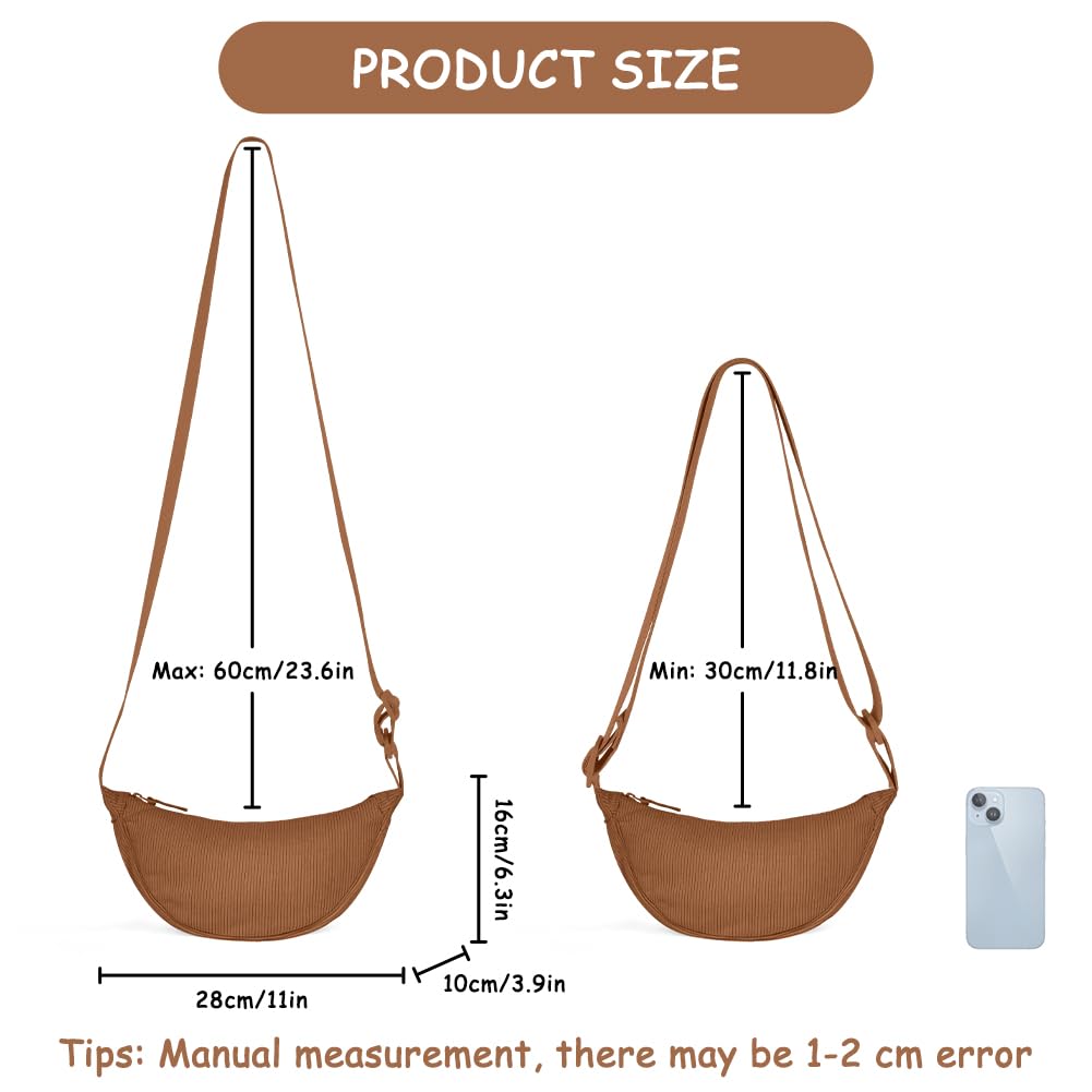 Aucuu Borsa a Tracolla in Nylon, Borsa a Tracolla a Mezzaluna da Donna, Borsa a Spalla con Tracolla Regolabile, Messenger Crossbody Bag per Shopping Viaggio