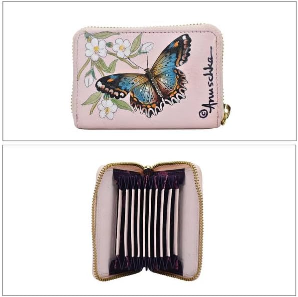 Anuschka Women’s Hand-Painted Genuine Leather Accordion Style Credit and Business Card Holder - Butterfly Melody - Image 5