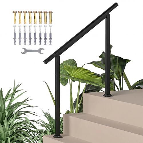 Outsunny Rampe d'Escalier Extérieure pour 1 à 3 Marches, Main Courante Escalier avec Kit...