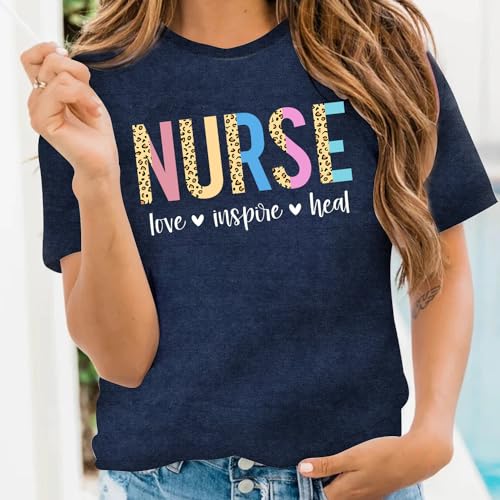 LBP Womens Nurse Shirt Nurse Leopard Print Tshirt Love Inspired Healing Top3