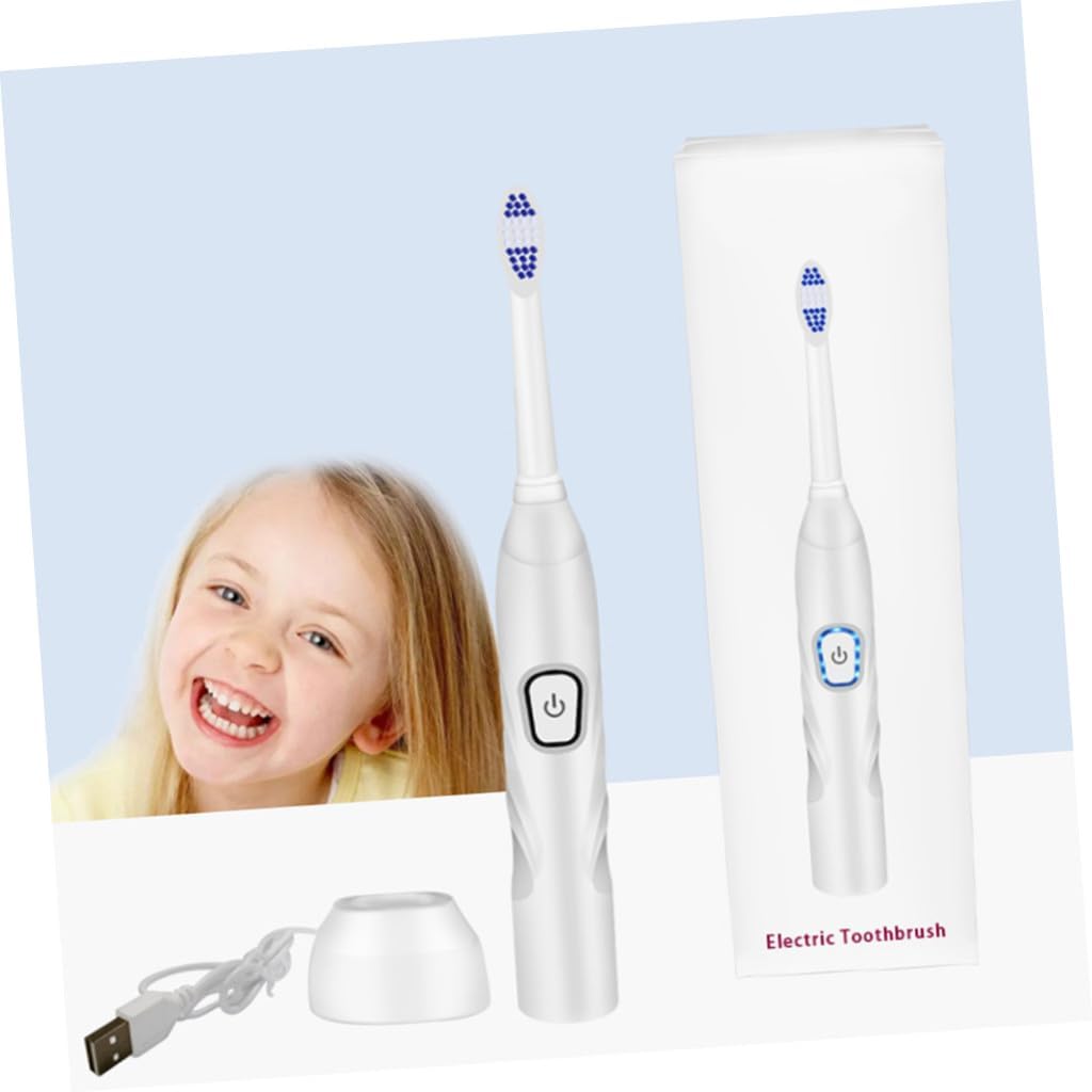 COLLBATH 1set Boy Girl USB Charging Electric Toothbrush Modes Design Gentle Cleaning for Boys and Girls Oral Care Tool White