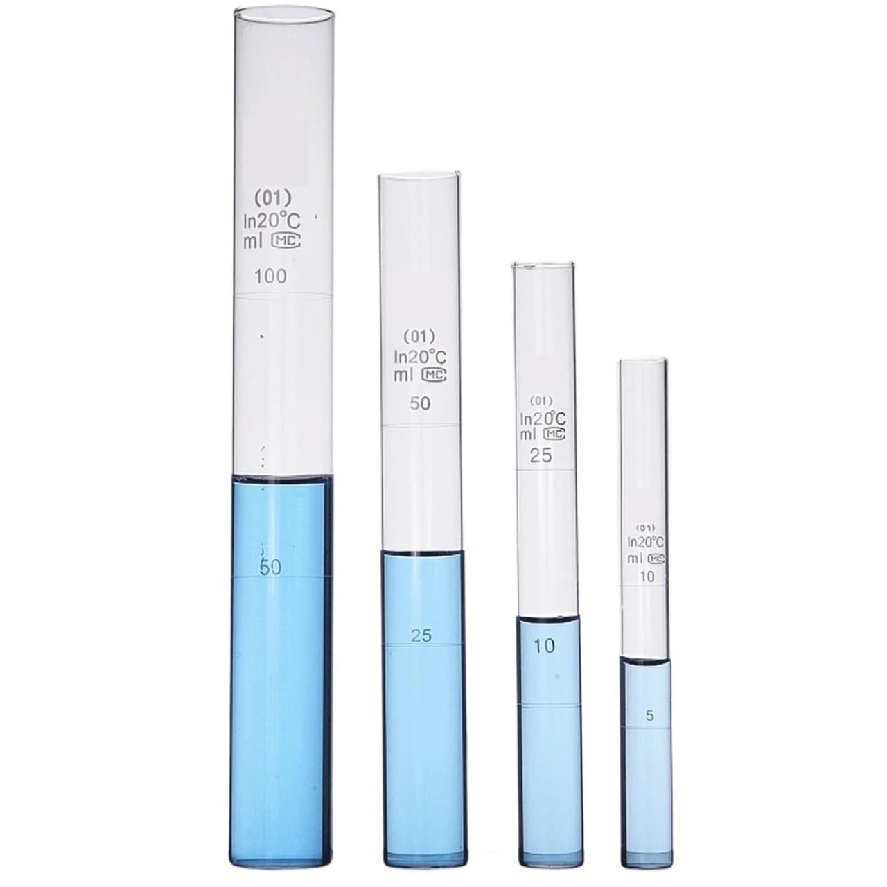 10 25 50 100ml tubo colorimétrico graduado transparente experimento químico de cristalería labrotaria(25ml)