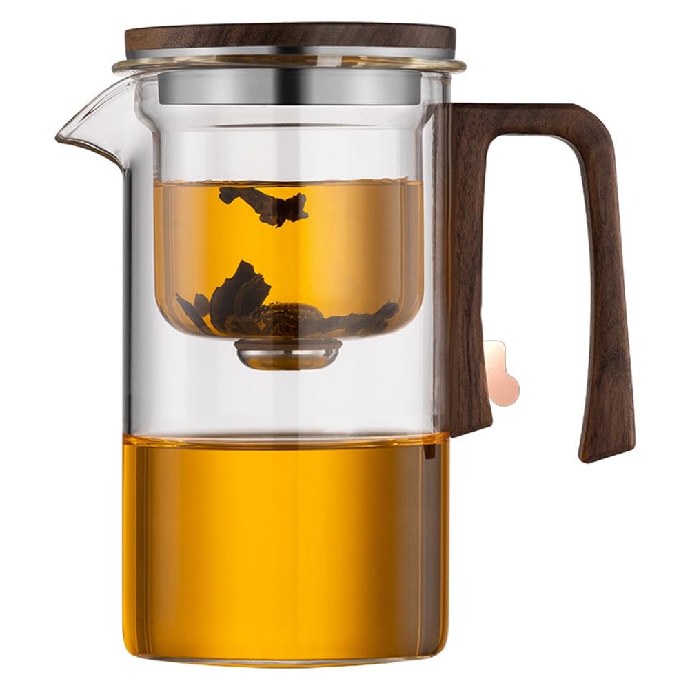 TOBEOME Magnetic Filtration Teapot - Automatic Tea Separation, Small Waist Design, 720ml Water Separation Glass Teapot for Use