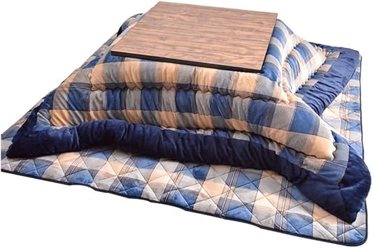 Kotatsu Table with Heater and Blanket Coffee Apanese Stove Tatami Bed Warm Table Set Laptop Tray Table Color Blue, Size 120 * 75cm