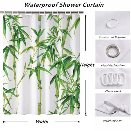 Rideau de douche bambou style chinois pour salle de bain zen - 7