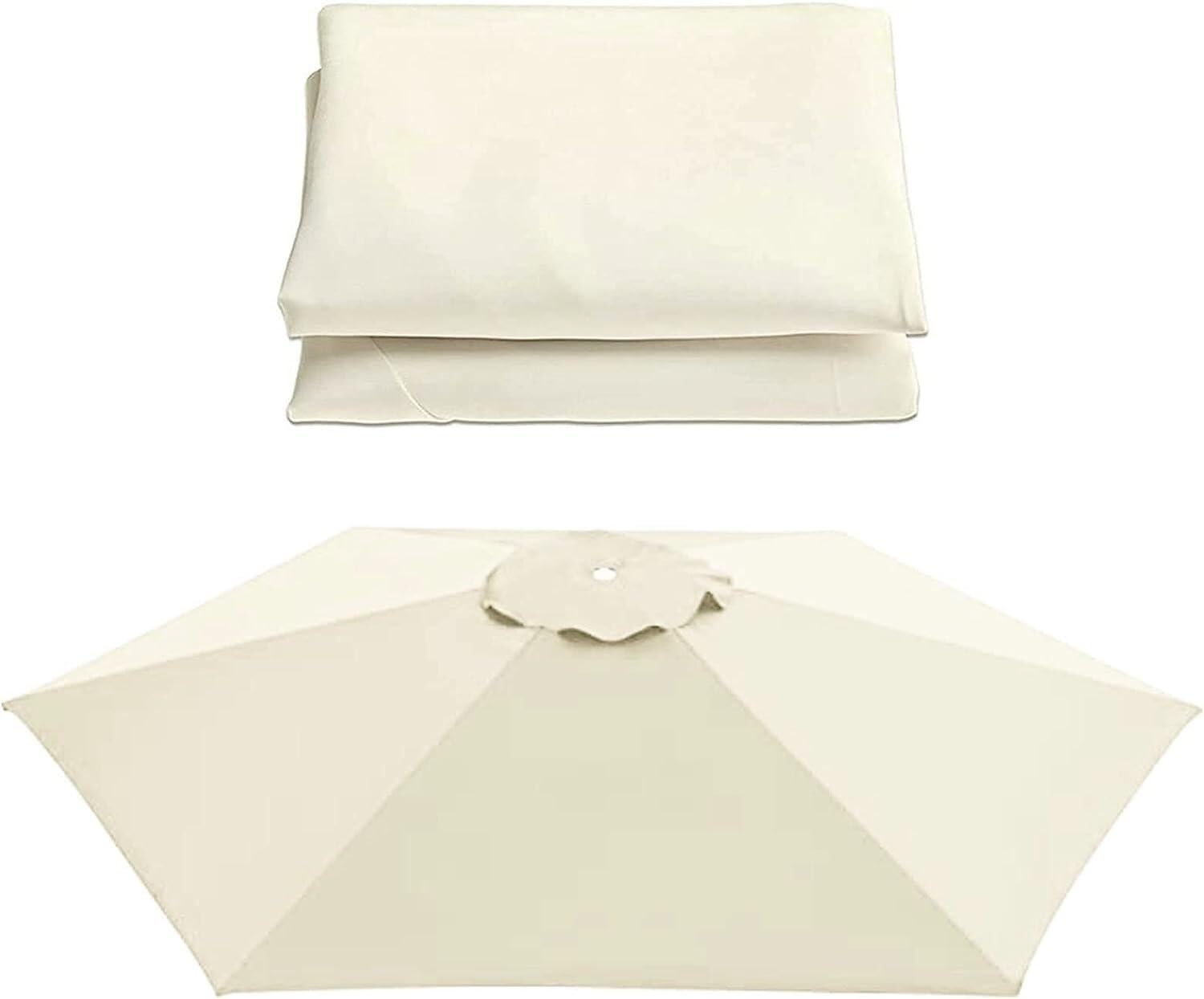 Umbrella Canopy Replacement Polyester Cloth Fabric For 2.7m/3m Patio Umbrella Replacement Canopy, Replacement Pool Market Parasol Canopy For 6 Rib / 8 Rib Umbrella Holder ( Color : Off-white