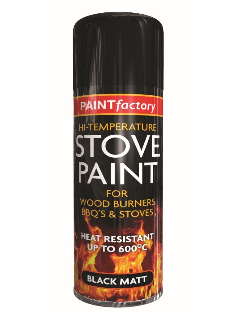 Nain's High Temp Stove Spray Paint Black Matt 400ml – Heat Resistant up to 600°C | Self-Priming High Temperature Matt Black Spray Paint for Wood Burners, Stoves, BBQs, Chimneys & Fireplaces