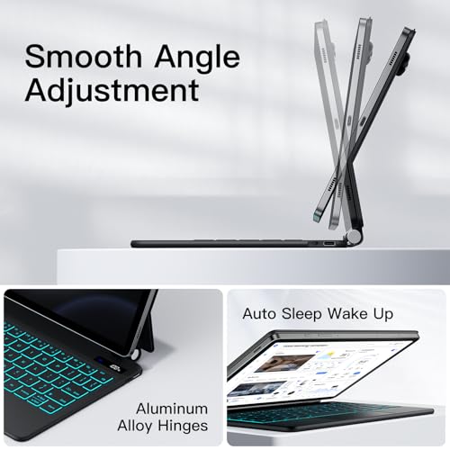 Image of JUQITECH Magic Keyboard Case for Samsung Galaxy Tab S10 Lite S10 FE 2025 S9 FE 10.9 Inch S11 S9 S8 S7 11 inch, Floating Cantilever Magnetic Stand Wireless Backlit Trackpad Keyboard, S Pen Slot LED Display