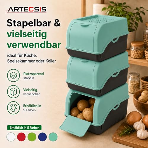 ARTECSIS® 2x Kartoffel Aufbewahrungsbox mit Deckel 4 kg mintgrün – Ansicht 7