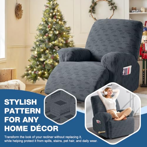 TAOCOCO Recliner Cover 3 Pieces Recliner Chair Covers Stretch Jacquard Reclining Chair Cov - image 6