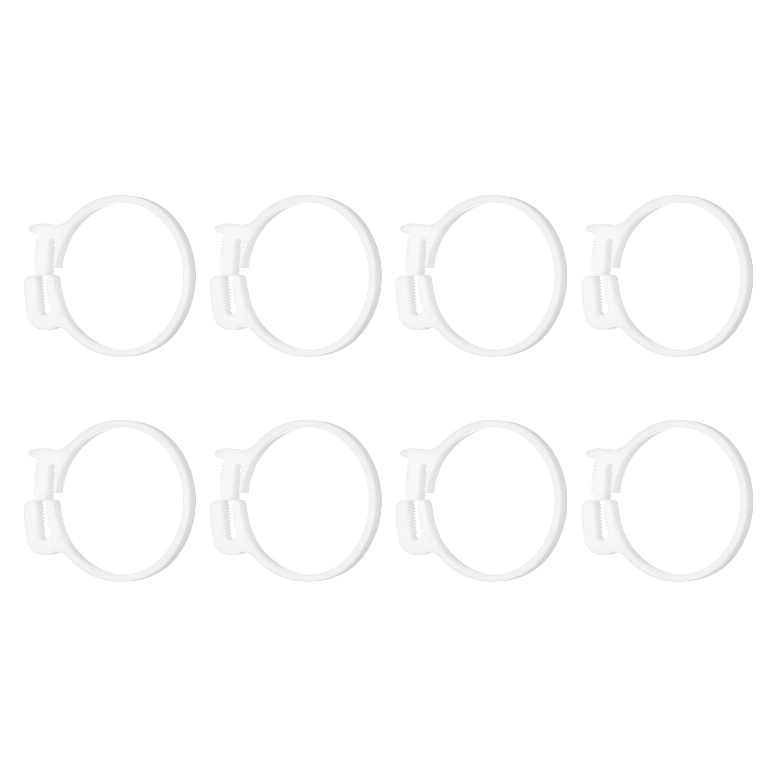 sourcing map 8pcs Double Snap Grip 63-69mm Heavy Duty Plastic Hose Clamps Ratcheting Adjustable Clamps Kit for Plumbing Automotive Fuel Line, White — image 1
