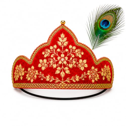 Image of Sarvda Krishna & Radha Dress for Kids - Complete Janmashtami Costume Sets with Dhoti /Lehenga, Mukut, Mor Pankh, Bansuri & Accessories | Fancy Dress for Baby Boys & Girls