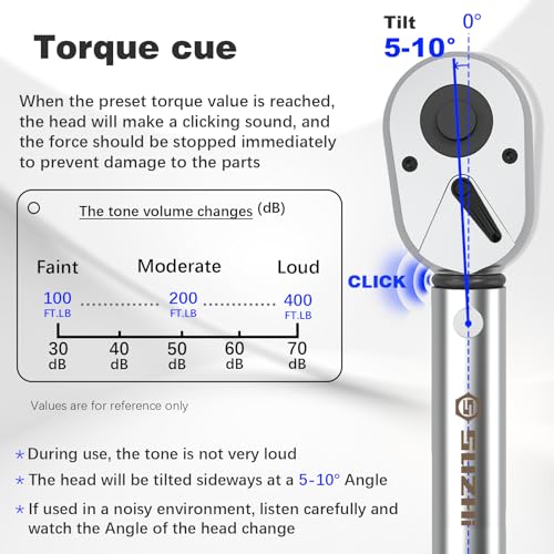 Image of SuZhi 3 /4'' inch drive 100-400 ft lb /136-542N.M Torque Wrench /Aluminum Alloy handle & Cr-Mo Material Head, Heavy Duty, Professional,Dual Direction, Store in Solid Case