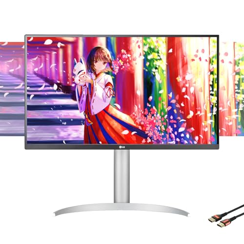 Image of LG 27 Inch 4K(3840 x 2160) IPS Computer Monitor | HDR 400, 95% DCI-P3 Color | Built-in Speaker | 60Hz, 5ms | AMD FreeSync | USB-C, HDMI*2, DisplayPort | Tilt /Height /Pivot Adjustable Stand | White