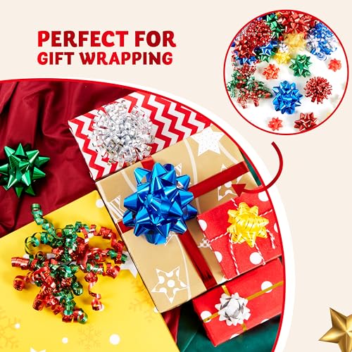 JOYIN 42 Pcs Weihnachten Sortiert Geschenk Schleifen mit 36 Multi-Colored Größe Selbstklebende Geschenk Schleifen… – Ansicht 4