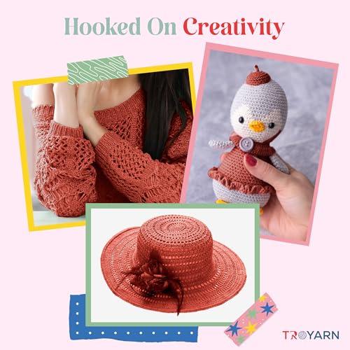 Image of TROYARN Summer (2- Skeins Pack) Silk Effect Hand Knitting Yarn Crochet Art Lace Craft 100% Microfiber Acrylic 2x100 gr (2x383 yds) (105036 - Terra)
