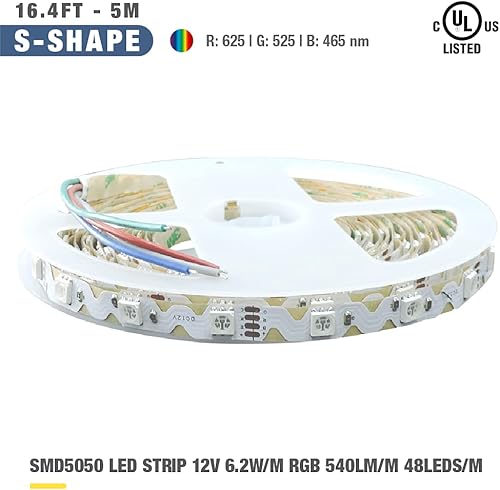 Miniatura 2 de Iluminación LED 12V 16.4ft UL 5050 SMD Zig-Zag LED Tira de luces regulables 660lmm 6.2Wm 300 LEDs 60 LEDsm IP33 no impermeable. Capacidad de giro de