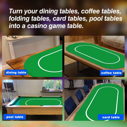 Gse 70" X 35" Portable Professional Casino Card Game Tabletop Layout Mat With Carrying Bag, Non-Slip Rubber Card Game Layout Table Top Cover For Parties, Home Entertainment, Poker Game Night #TOP6