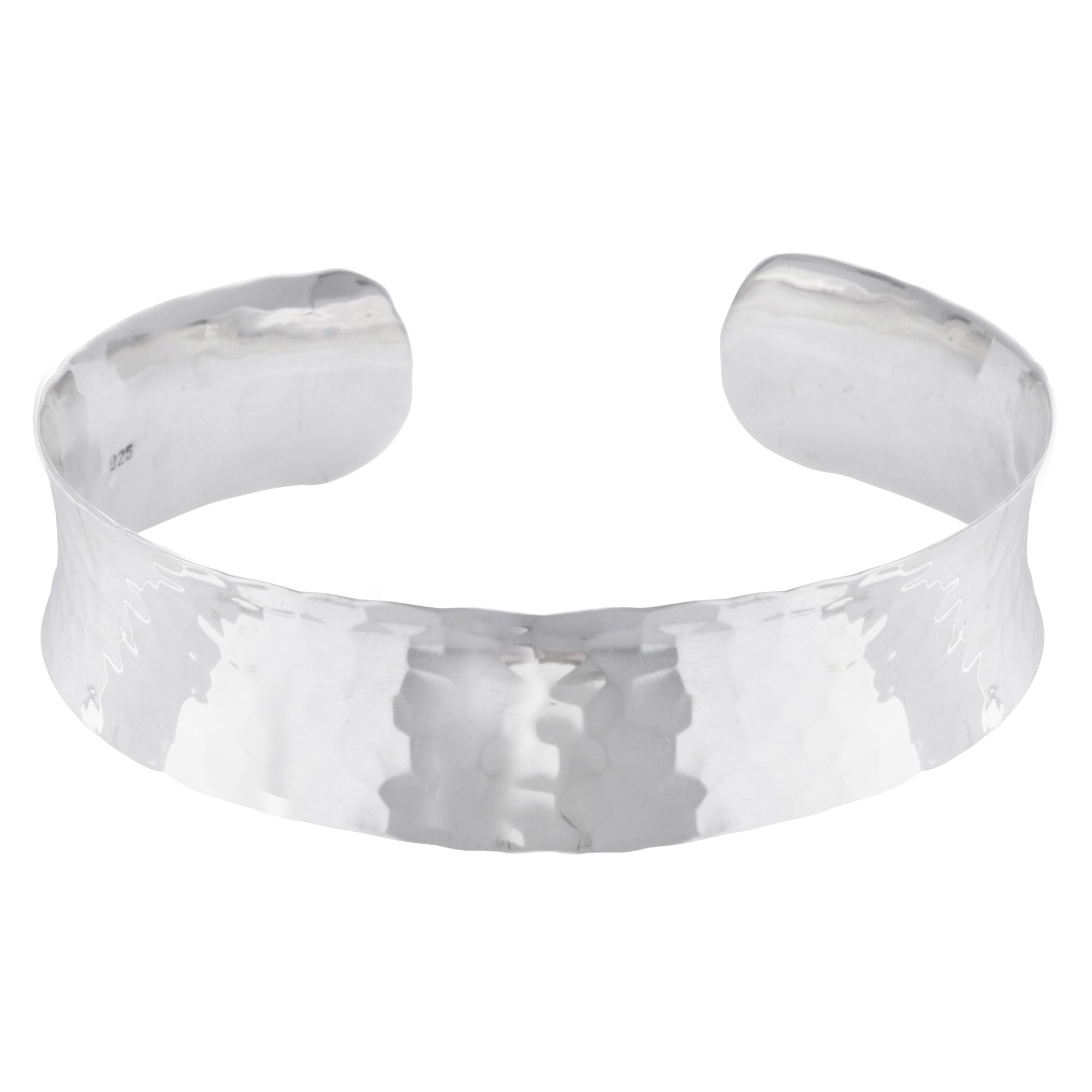 Silverly Brazalete Cóncavo Plata Esterlina Martillada | Brazaletes Plata Ajustables | Pulsera Puño Plano | Pulseras Anchas Plata Maciza 925 Mujer | Pulseras Minimalistas Modernas Plata de Ley Mujer