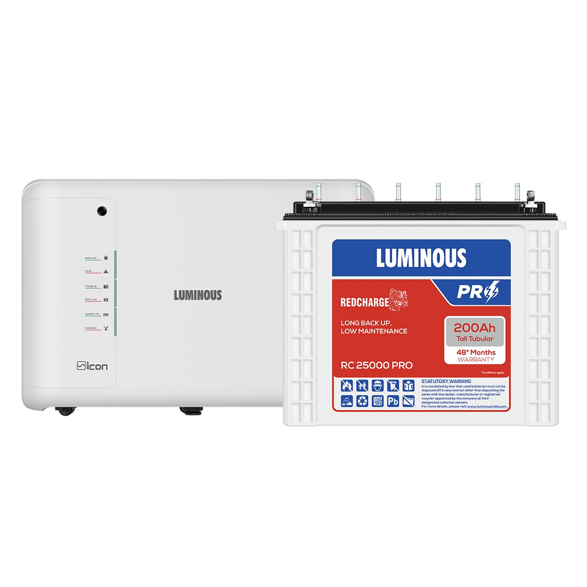 Luminous Inverter & Battery Combo (Icon 1600 Pure Sine Wave 1400VA/12V Inverter with RC25000 PRO Tall Tubular 200Ah Battery) for Home, Office & Shops-image-45