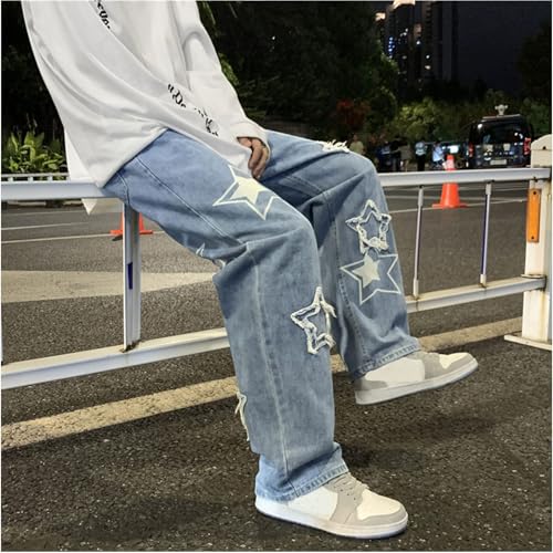 Y2k Baggy Jeans Star Denim Pants Hip Hop Pants Grunge Streetwear Mens Wide Leg Pants3