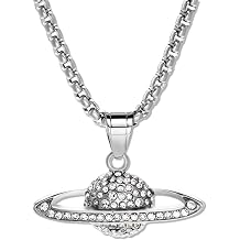 Saturn Necklace for Women & Men - Stainless Steel Planet Silver Pendant Universe Jewelry - Waterproof, Hypoallergenic & Tarnish-Free Chain with Gift Bag
