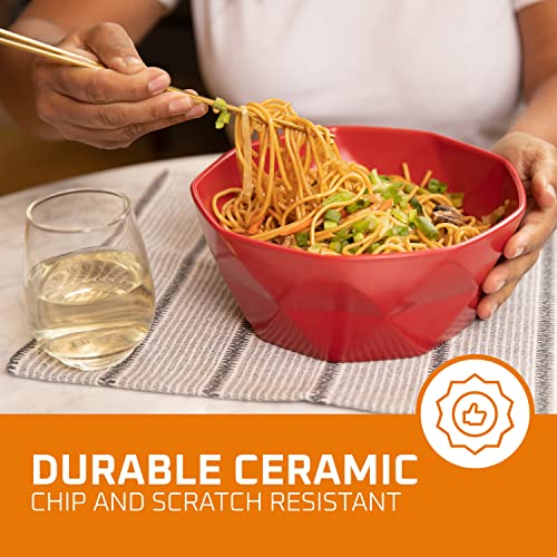 Bruntmor Geometric Ceramic 60 Oz Bowls - Oven To Table Bakeware Bowls - Elegant Matte Serving Bowls For Soup, Cereal, Salads, Pasta, Dessert & Snack Bowls - Oven Safe Bake And Serve Bowls, (8.5 Inch) #TOP7