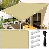 Sonnensegel Wasserdicht Rechteckig mit Ösen,Sonnensegel Rechteck 1.5x2m,Sonnenschutz Windschutz,inkl Befestigungsseile,Markisenstoff 95% UV Schutz,für Garten Balkon Terrasse