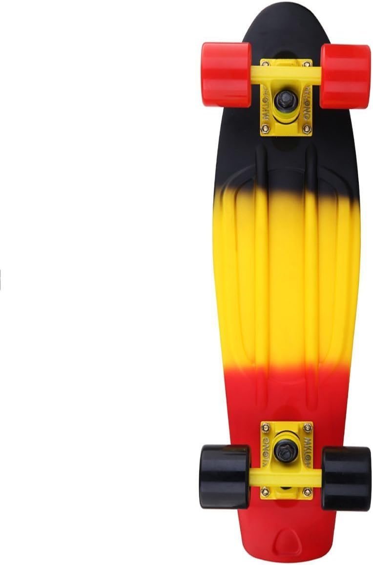 MKL Fade Boards Plastic Skateboard Urban Retro Cruiser Complete (Black Yellow Red)