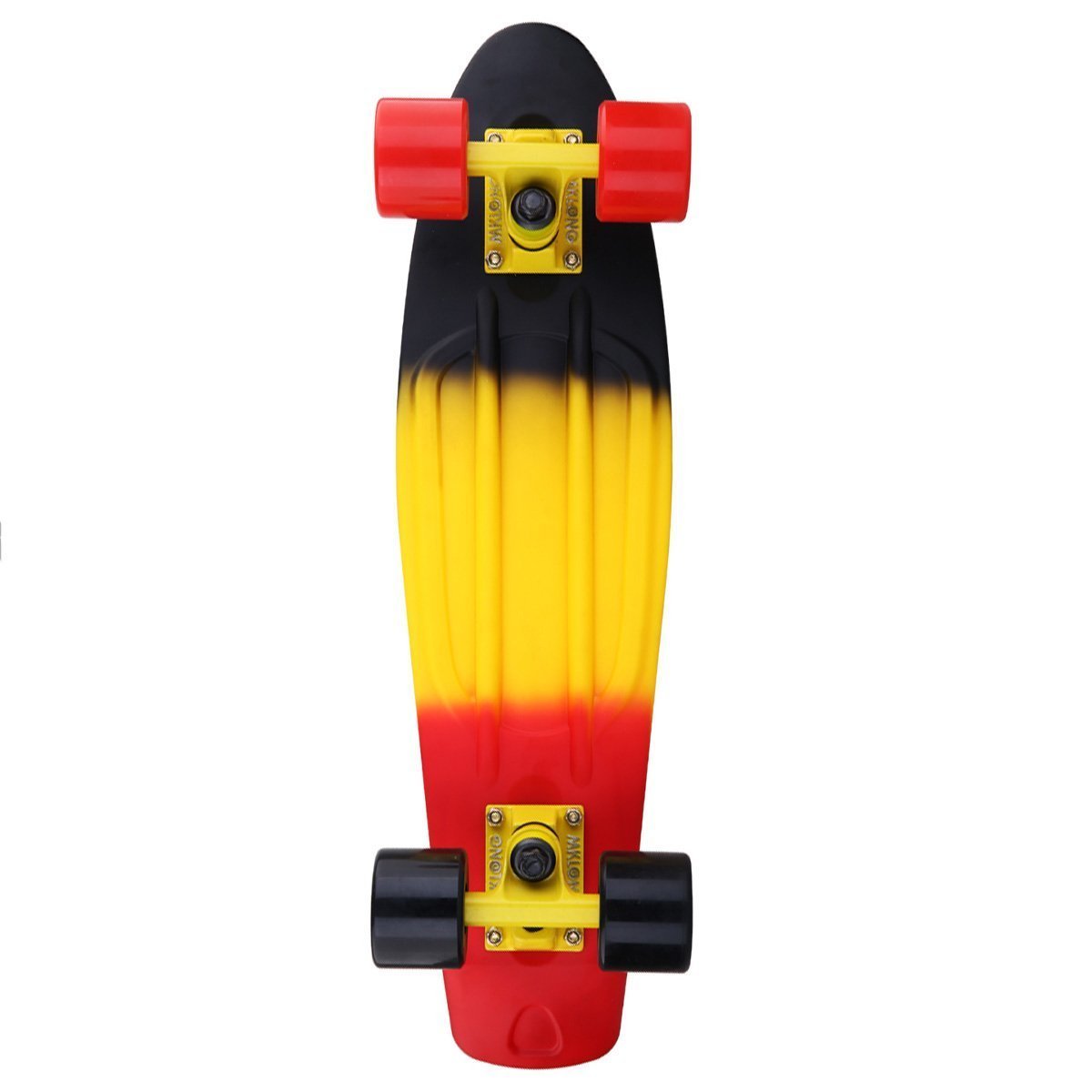 MKL Fade Boards Plastic Skateboard Urban Retro Cruiser Complete (Black Yellow Red)