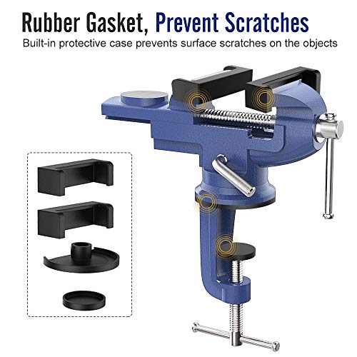 image for Housolution Universal Table Vise 3 Inch, 360°Swivel Base Bench Clamp 