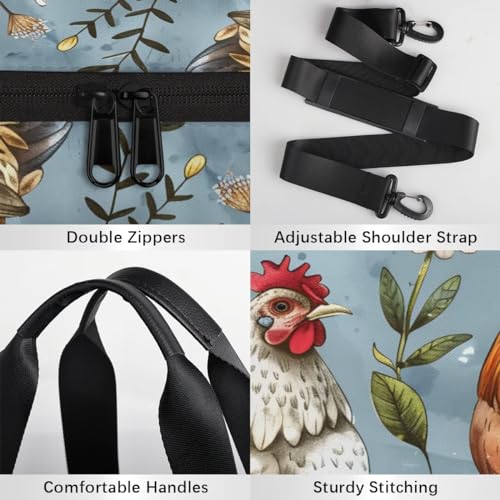 Leaves Chickens Travel Gym Bag Waterproof Sport Dance Bag for Women Men Portable Gymnastics Duffel Bags Canvas Tote Carry on Handbag for Workout Overnight Weekender4