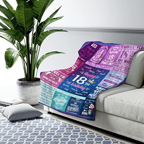 Wisegem 18Th Birthday Gifts For Girls - 18Th Birthday Decorations For Girl 60"X50" Blanket - Gifts For 18 Year Old Girl- Gifts For Daughter Bestie Sister- 18Th Birthday Gift Ideas - 18Th Bday Decor #TOP2