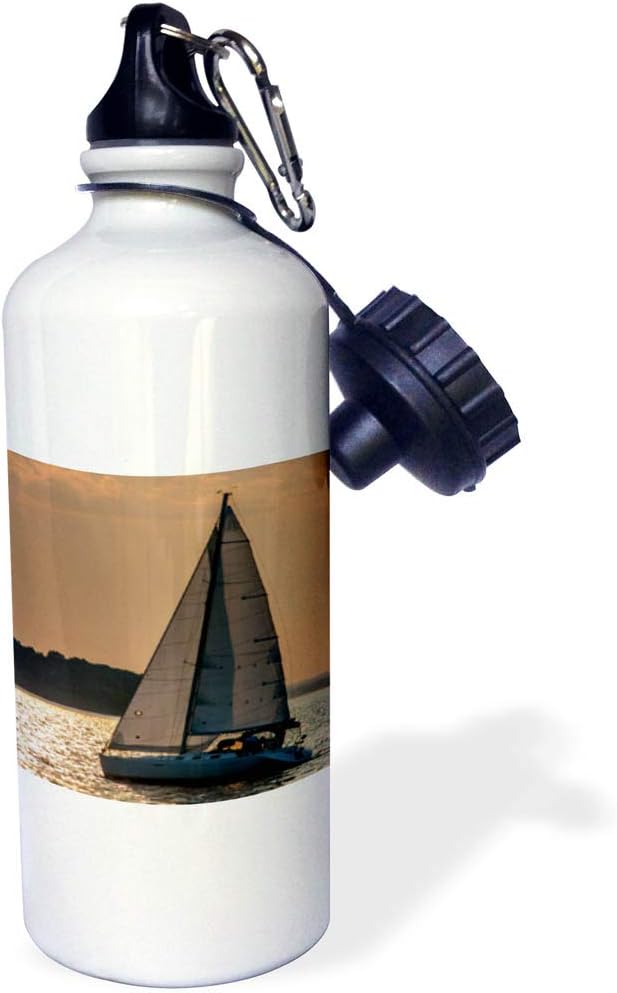 3dRose "Sailboat 1" Sports Water Bottle, 21 oz, White