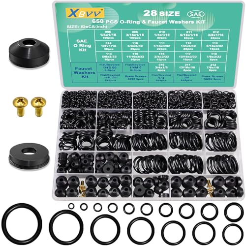 28 Size 650 Pcs Faucet Rubber Washers Kit and SAE O Ring Assortme...