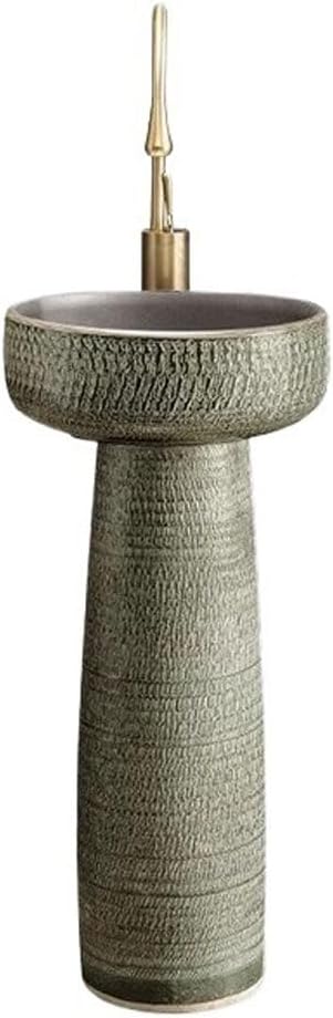 Bathroom Countertop Vessel Sink Outdoor Wash Basin Garden Pedestal Integrated Floor-standing Retro Pedestal Sink Vanity