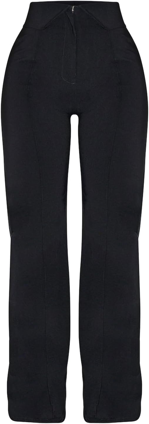 Women's High Waisted Dress Pants with Waist Lapel Wide Leg Stretchy Work Pants Wrinkle Free Business Casual Trousers - Image 7