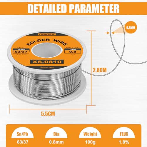 Image of 63 /37 Solder Wire, high Purity no-wash tin-Lead Rosin cored Wire with 1.8% Flux for Electric Soldering (0.8mm 100g)