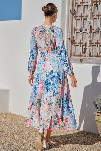 Image of Sissyaki Womens Long Sleeve Summer Maxi Dress 2026 Floral Dress Spring Wedding Guest Dress