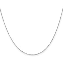 DEWBERRY 14K White Gold 24 inch .8mm Diamond-cut Cable with Spring Ring Clasp Chain Weight 1.4 GM Length 24 IN, Width 0.8 MM