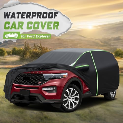 Image of Mixsuper Liner Car Cover for Ford Explorer 1995-2026, 7 Layers Full Car Cover All Weather Car Covers for Explorer, Waterproof Outdoor Cover with Zipper Door Reflective Strips